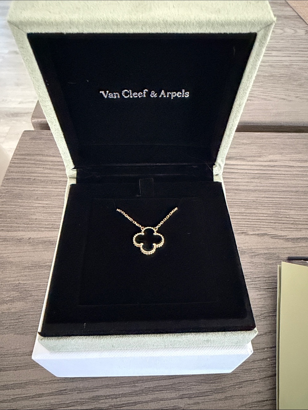 Van Cleef & Arpels Vintage Alhambra Pendant 18K Yellow Gold Onyx Necklace